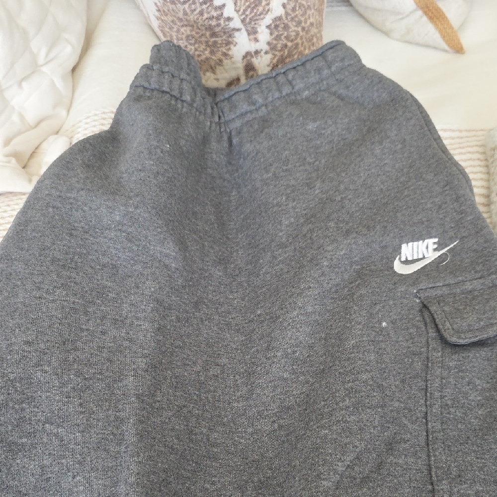 Nike Dark Gray Men's Cargo Joggers with White Logo